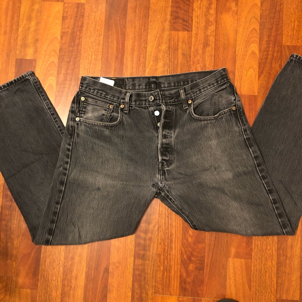 LEVI 501 Men's Faded Blk Straight Fit Jeans, Sz 33